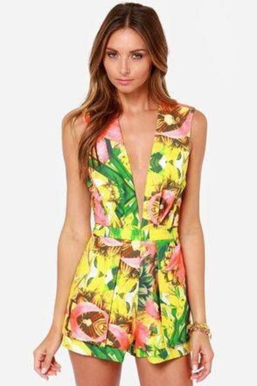 L'atiste Mary Luau Tropical Print Romper